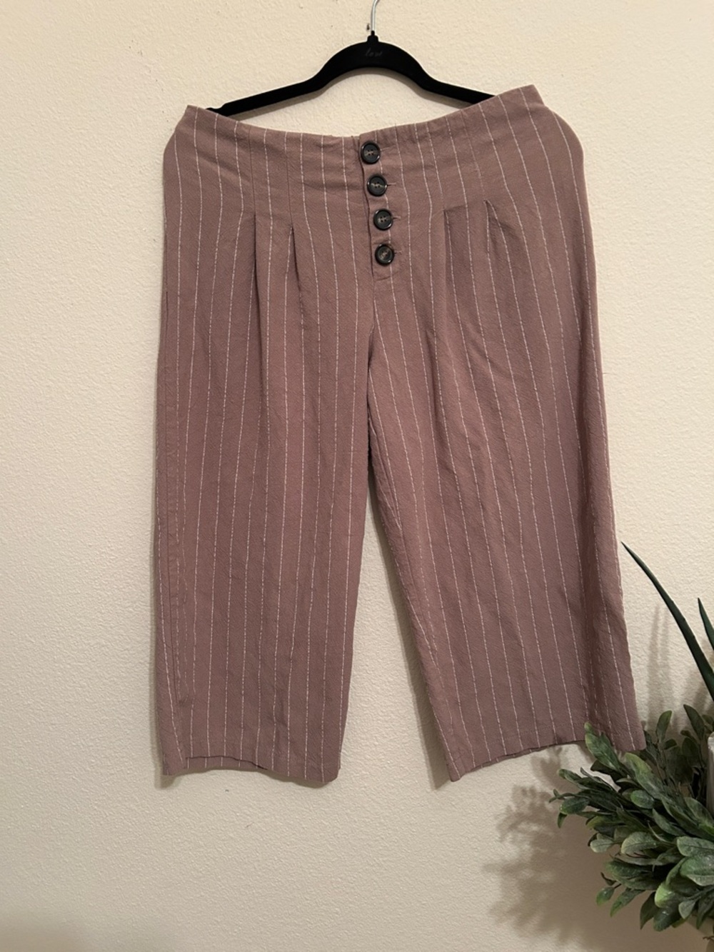 URBAN Romantics Dusty Rose Pinstripe Crop Pants